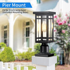 14'' Outdoor Solar Post Light, Dusk to Dawn Solar Lamp Post, Black, 1 Pack | Lamp Posts Light Fixture, Waterproof Outdoor Pole Lights for Yard Garage Porch Patio (Included Mounting Base)