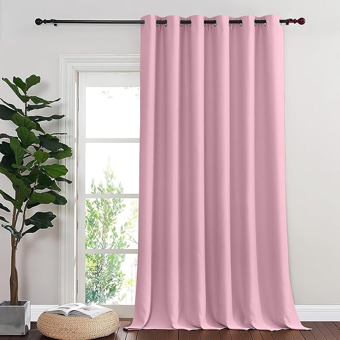 NICETOWN Rouge Pink Blackout Curtains for Bedroom 95 Inch Length - Thermal Insulated Room Darkening Privacy Grommet Window Drapes for Boys Room, Set of 1 Panel, 80 x 95 Inch