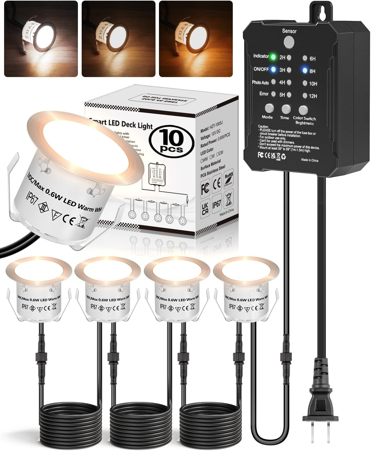 hiboitec low voltage deck lights kit 3cct 2700k-5000k, main product view