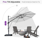 PURPLE LEAF 11 Feet Patio Umbrella Outdoor Cantilever Round Umbrella Aluminum Offset Umbrella with 360-degree Rotation for Garden Deck Pool Patio White