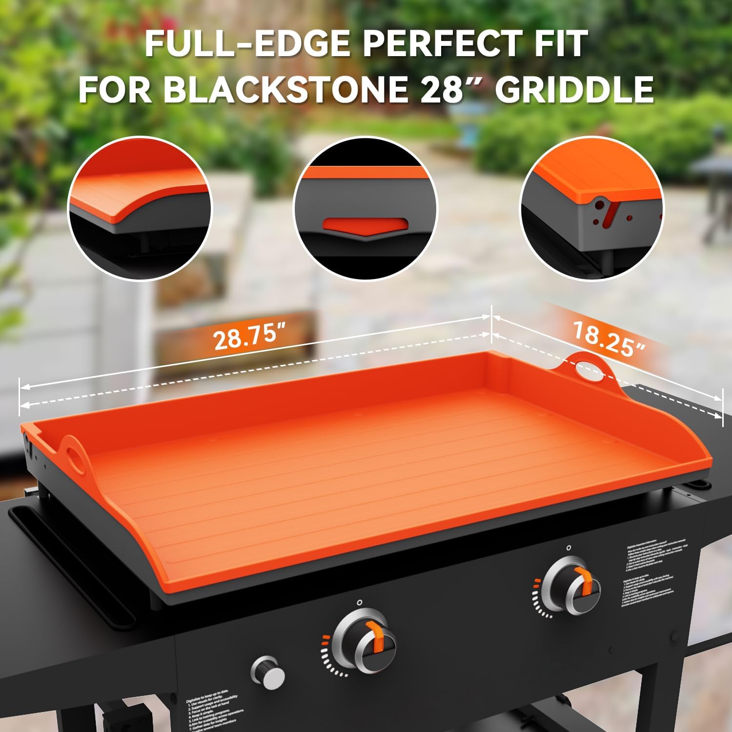 Magnetic Silicone Griddle Cover for Blackstone - 28 Inch Silicone Grill Mat Upgraded Heavy Duty Omnivore Griddle Top Cover for Blackstone Accessories, Protect Grill from Rust & Dirt (Orange 28 inch)