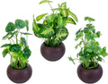 mygift artificial faux foliage plants in brown ceramic, main product view