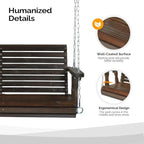 VINGLI Upgraded Patio Wooden Porch Swing for Courtyard & Garden, Heavy Duty 880 LBS Swing Chair Bench with Hanging Chains for Outdoors (Rustic, 4 FT)