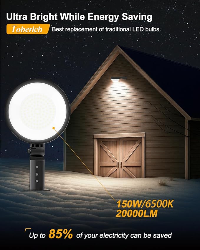 LED Barn Light 2 Packs, 150W 20000LM Yard Area Lights Dusk to Dawn Outdoor Lighting with Upgraded Photocell 6500K Adjustable Angle Daylight IP66 Waterproof Street Lights for Farmhouse/Garage