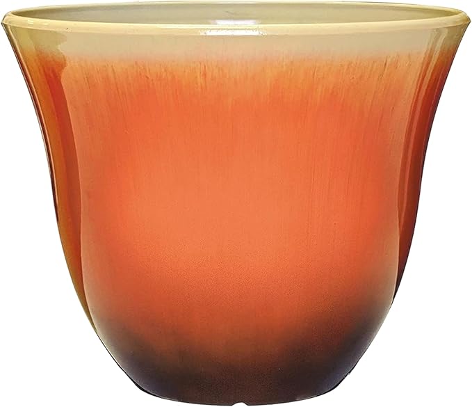 Classic Home and Garden Honeysuckle Resin Planters - Lightweight Indoor & Outdoor Plant Pots - UV-Resistant Plastic Flower Pots - Pot Planters for Flowers & Herbs (15" Tequila Sunrise)