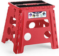 Delxo Folding Step Stool,Non-Slip Stool 13 inch Height Premium Heavy Duty Foldable Stool for Kids and Adults,Kitchen Garden Bathroom Steppingstool 1 Pack in Red,Dotted Texture