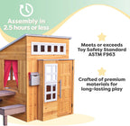 kidkraft modern outdoor wooden playhouse with picnic table on a desk or shelf