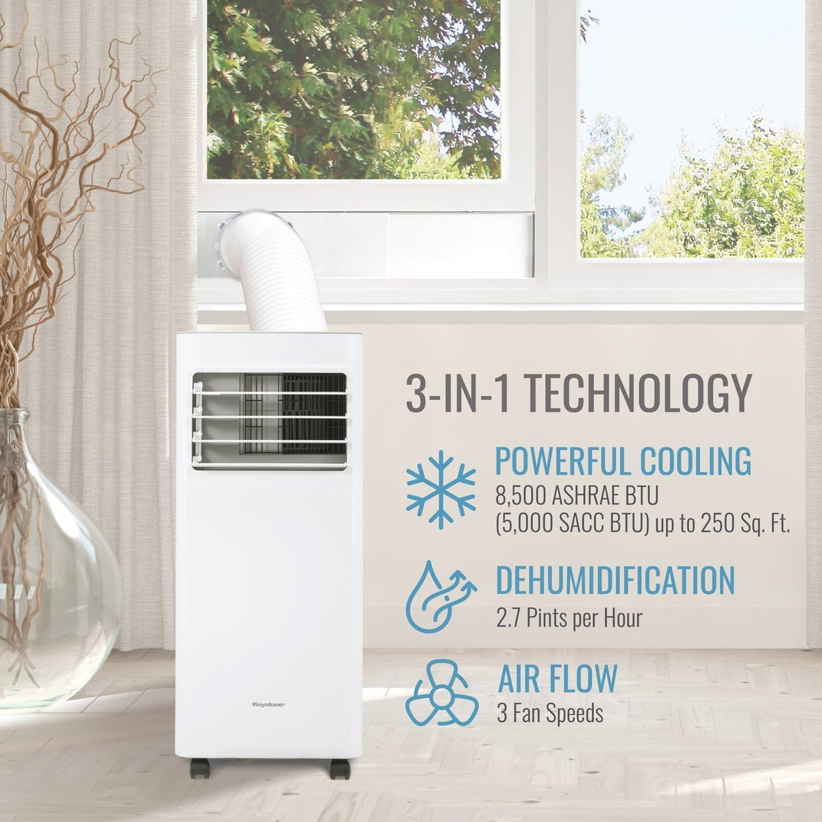 keystone 8,500 btu ashrae/5,000 btu doe 115v portable shown in use