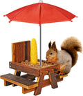 Squirrel Feeder with Umbrella Squirrel Table Feeder with Sturdy Squirrel Feeder with Corn Cob and Peanut Tray Holder Sturdy with Solid Structure Easy to Install