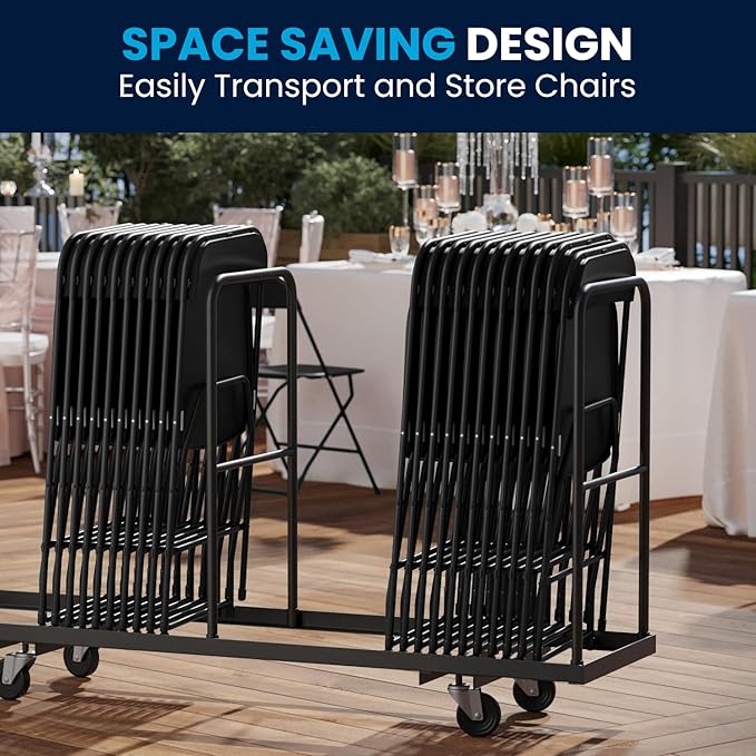 Flash Furniture Hercules Series Plastic Folding Chairs for Parties and Weddings, Stackable Commercial Event Seats with 650-lb. Static Weight Capacity, Set of 6, Black