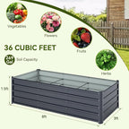 Ohuhu 8x3x1.5FT Metal Raised Garden Bed Outdoor, Reinforced Galvanized Steel Rustproof Planter Box, 100% Non-Toxic, 269 Gal Large Capacity Heavy Duty Raised Beds for Vegetables Flowers Herbs 2-Pack