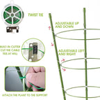 Kgozwon 4 Pack Tomato Cage Plant Support Cages for Garden, 24 inches Trellis for Climbing Plants, Upgrade Garden Plant Stakes with Adjustable Ring, Tomato Rings for Support, with Twist Tie