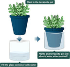 d'vine dev self-watering blue terracotta planter, 4 in, side view