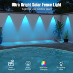 Solar LED Wall Light,RGB Color Changing Spotlight - Waterproof Outdoor Garden Path Lighting,10 Modes Auto On/Off,IP44 ABS Material,30H Runtime No Wiring Needed for Yard & Courtyard (6 P)