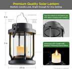 Solar Lantern Outdoor & Indoor Use – Hanging Solar Lights with Realistic Flickering Flameless Candle, Weatherproof for Gardens, Patios, Trees, and Lawns (Black, 8 Pack)