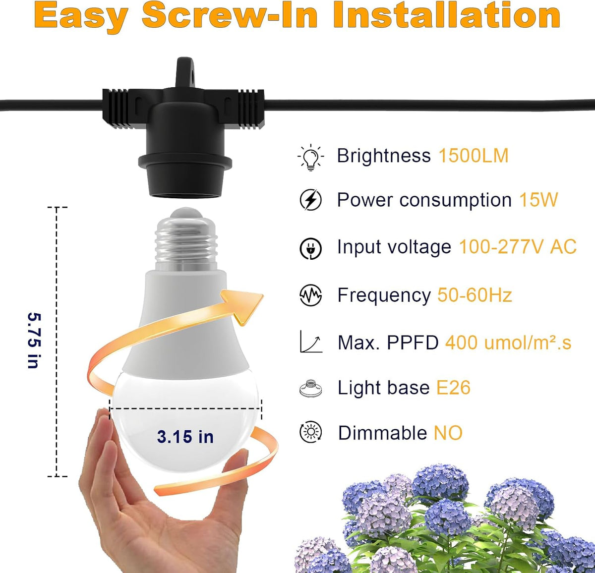grow lights full spectrum indoor - led string, close-up detail
