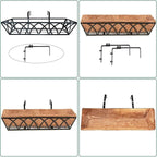 30 Inch Window Deck with Coco Liner Set of 4, 30" Window Boxes Horse Trough with Coconut Coir Liner, Metal Hanging Flower Planter Basket Deck Railing Planter Boxes for Outdoor Indoor Lawn