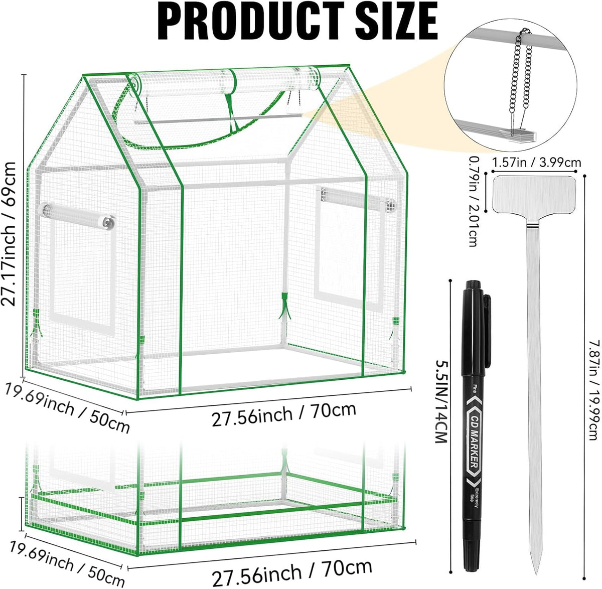 [careforge] mini greenhouse indoor with grow light & shown in use