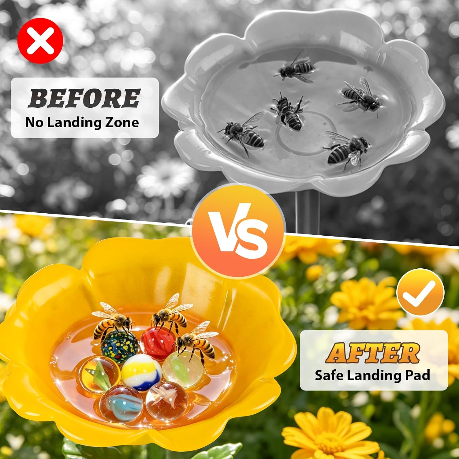 20pcs Bee Watering Station Marbles, Drowning Prevention - Garden Decoration