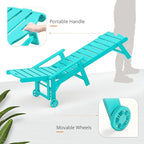 LUE BONA Chaise Lounge Chairs Set with Table, 3-Piece, 79'' Oversized HDPS Chaise Lounger, 5 Positions Adjustable Lounge Chairs, Pool Lounge Chair with Wheels for Poolside, 3 Year Warranty, Aruba Blue