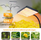 FECiDA Tall Grow Light with Stand for Big and Large Houseplant, Bonsai Tree | 75 Watt, 3x Coverage, 3x Brightness, Better Growth, UV-IR Full Spectrum, 5-Mode Timer 4/8/12/16/20H, 24"-72" Ht Adjustable