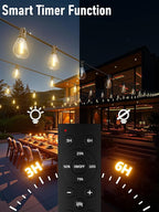 luckystyle 200FT LED Outdoor String Lights with Remote, 74+2 Shatterproof Bulbs Waterproof and Dimmable Patio Lights for Porch, Garden, Backyard, Deck, Balcony, 2700K Hanging Lighting