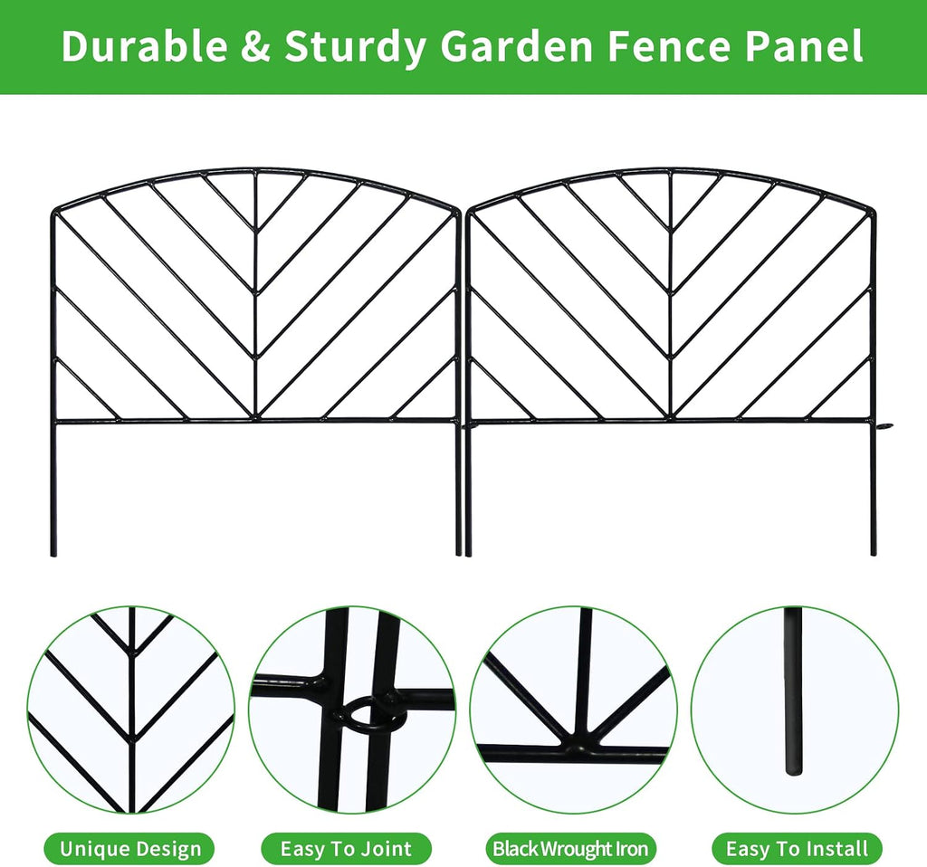 decorative fence 17in x 7.9ft garden metal fence, close-up detail