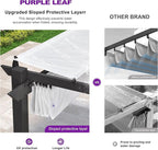 PURPLE LEAF 10' x 10' Aluminum Outdoor Pergola Wind-Resistant Retractable Pergola with Double Sun Shade Canopy Heavy-Duty Metal Pergola for Patios Backyard Deck Garden, White