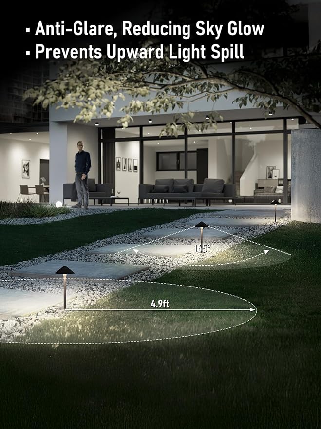 LEONLITE 12-Pack LED Low Voltage Landscape Lights, 3W Cast-Aluminum 12-24V Pathway Light, 5000K Daylight Waterproof Path Lights, ETL Listed Landscape Lighting Wired for Yard Lawn, Bronze