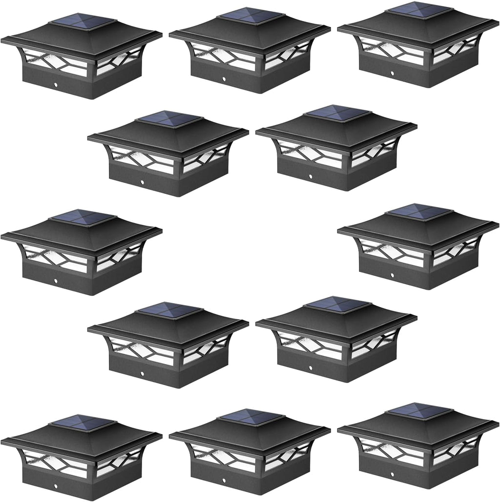 jofios solar post cap lights outdoor 12pack, waterproof, main product view