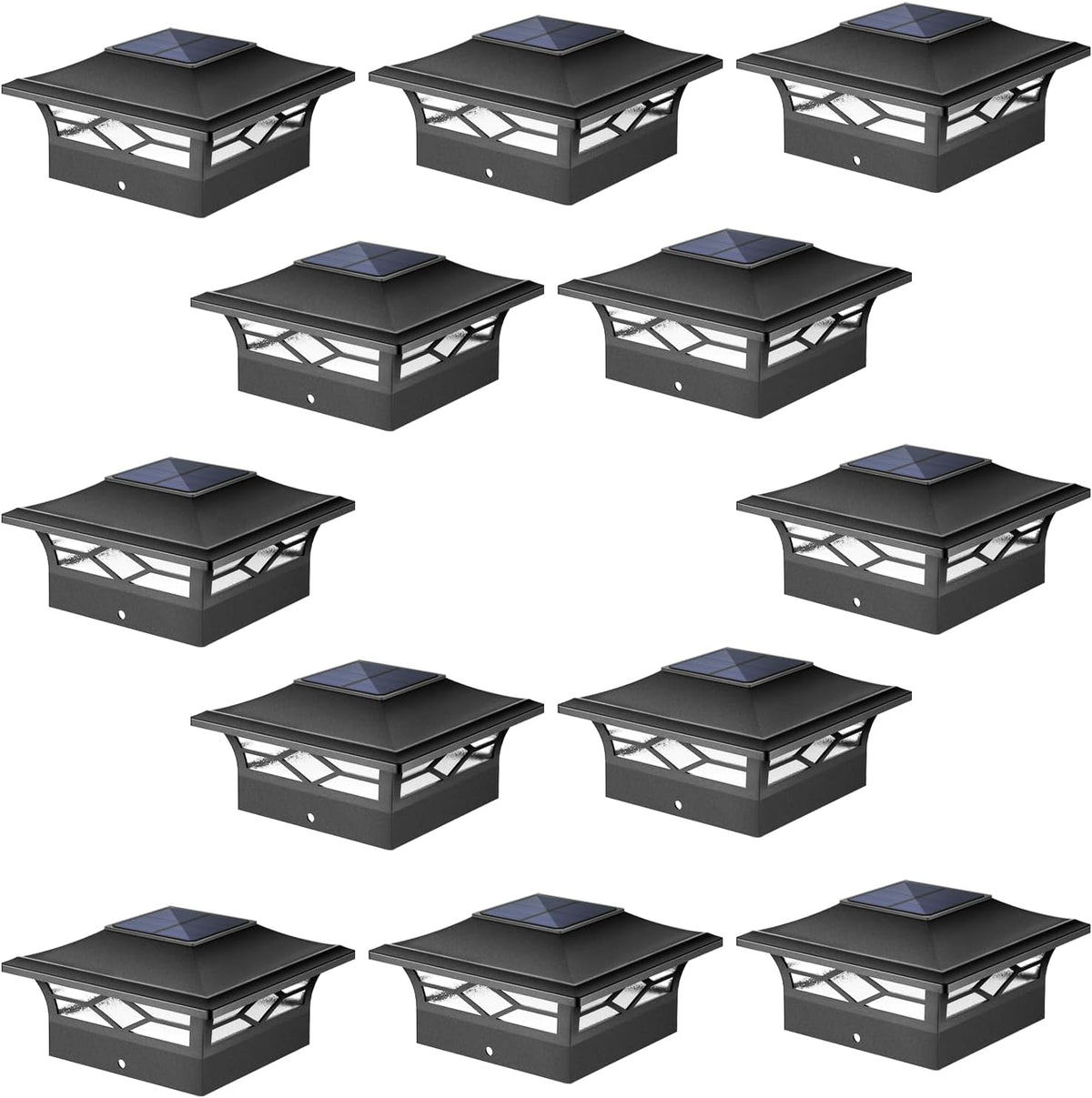 jofios solar post cap lights outdoor 12pack, waterproof, main product view