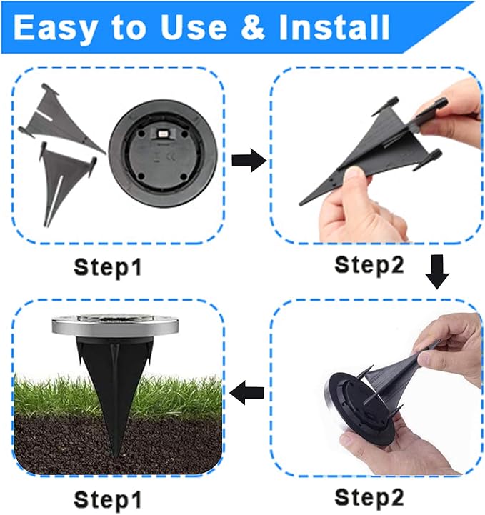 4.6 Inch Diameter Solar Ground Lights, Waterproof Solar Garden Lights, Outdoor Garden Waterproof Bright in-Ground Light, Landscape Lighting for Pathway,Yard,Lawn,Patio,Walkway (8 Pack Warm Light)