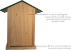 Screech Owl House Cedar Nesting Box with Poly Lumber Roof, Saw-Whet Owl Box for Outside, Drainage Ventilation, Easy Cleanout, Made in USA, Green