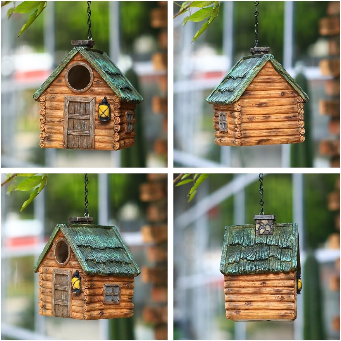 Outdoor Hanging Bird Nests, Hummingbird Houses, Garden Tree Decorations, Resin Ornaments (Wood Grain Color)