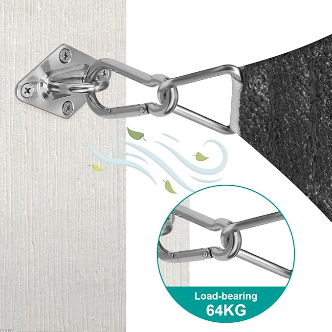 Sun Shade Sail Hardware Kit 6 Inch for Rectangle & Triangle Shade Sail Install, Stainless Steel Shade Sail Fixing Accessories for Outdoor Patio Canopy Garden, Heavy Duty Awning Attachment Set (44 Pcs)