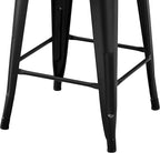 Yaheetech Bar Stools Set of 4, Metal Counter Height Chairs, 30 Inch Industrial Kitchen Stools with Backrest and Footrest for Indoor/Outdoor, Matte Black