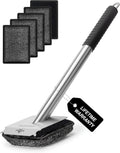 Bristle-Free Steam Grill Brush with 5 Replacement Pads – No Bristle Shedding. Unique Steel Fibers Pads Efficiently Deep Clean All Kinds of Grills. A Safe Outdoor Grill Cleaner. Gift for Men/Dad.