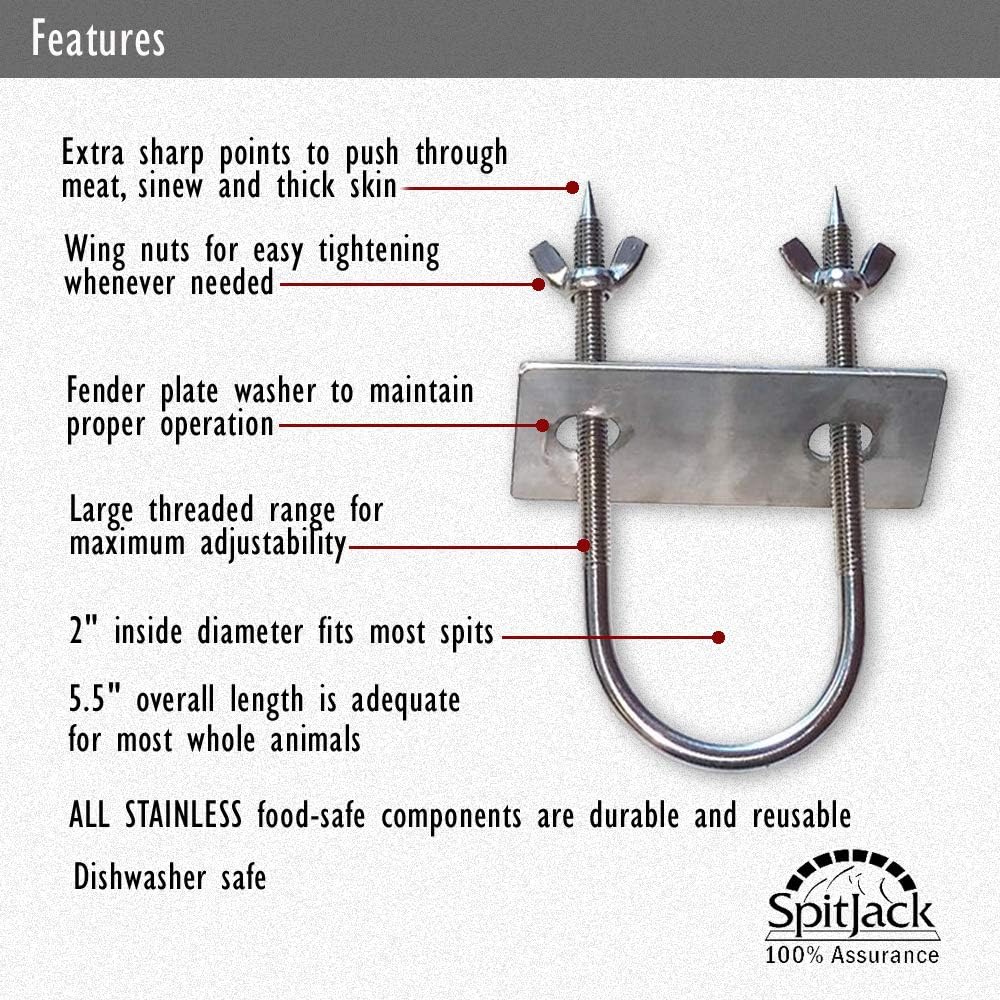 Rotisserie Fork U-Bolt Set, 7.5 in, 2 Pack, FT136 | Stainless steel trussing U-bolt helps secure whole pig, hog, lamb, and other large cuts to the rotisserie spit.