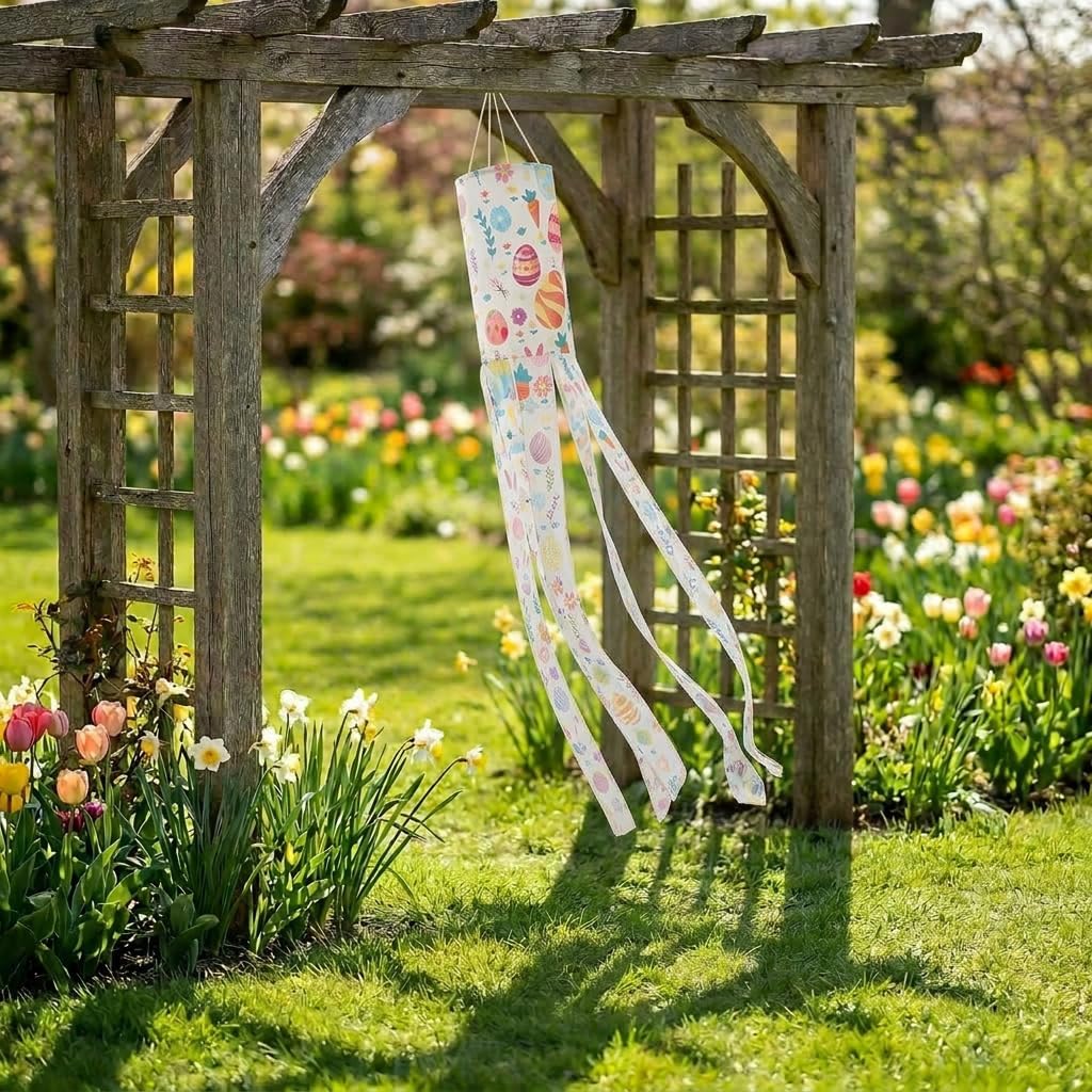 Madrona Brands Easter Collage Windsock | Durable Outdoor Hanging Wind Decor | Yard, Patio, Porch | 48 Inch