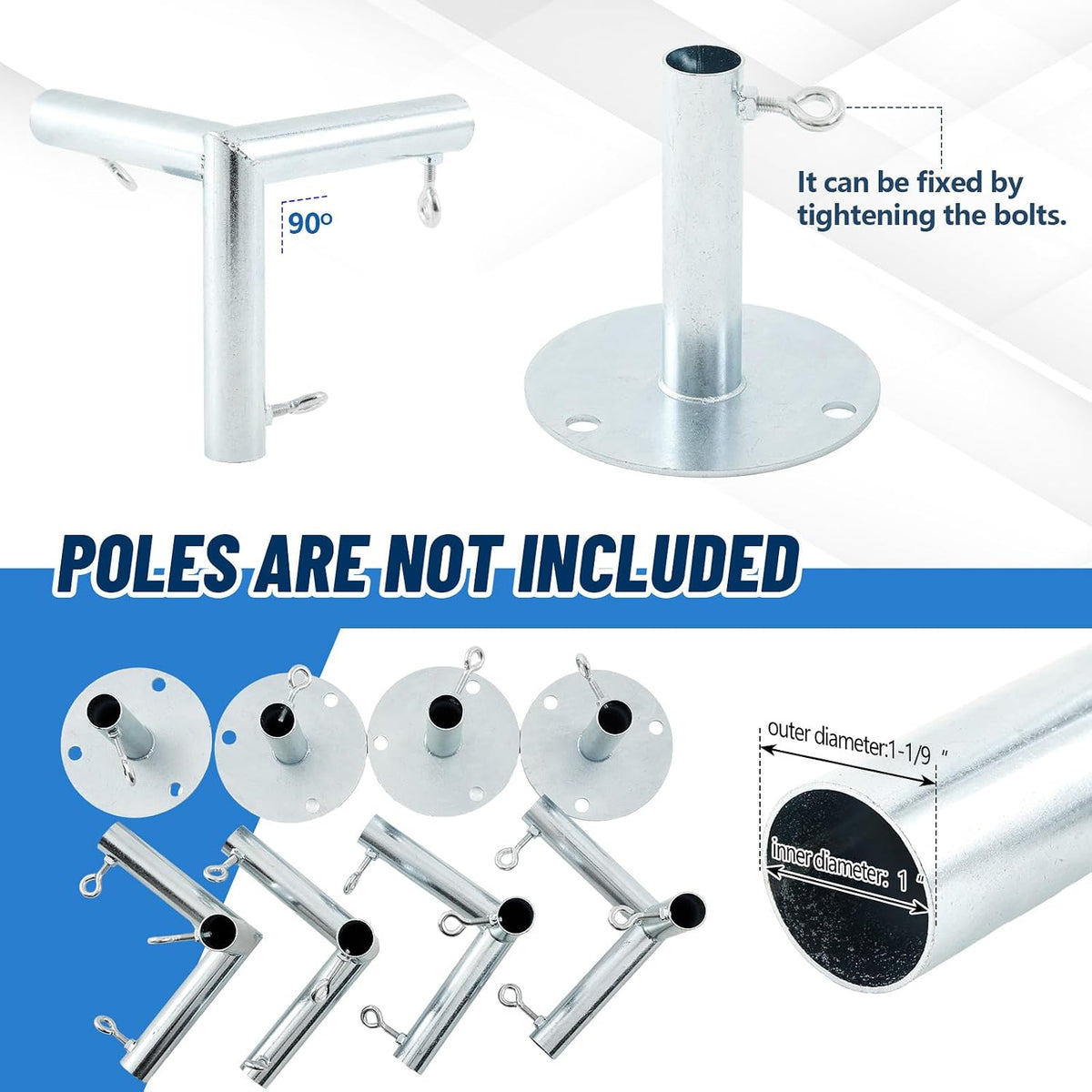 frienda 4-leg flat-top canopy fittings for 3/4" pipes, close-up detail