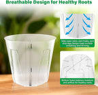 5 Inch Side-Open Orchid Pots 12 Pack, Clear Plastic Nursery Planters with Detachable Side Walls for Easy Repotting, Breathable Slotted Flower Pots with Drainage for Root Health