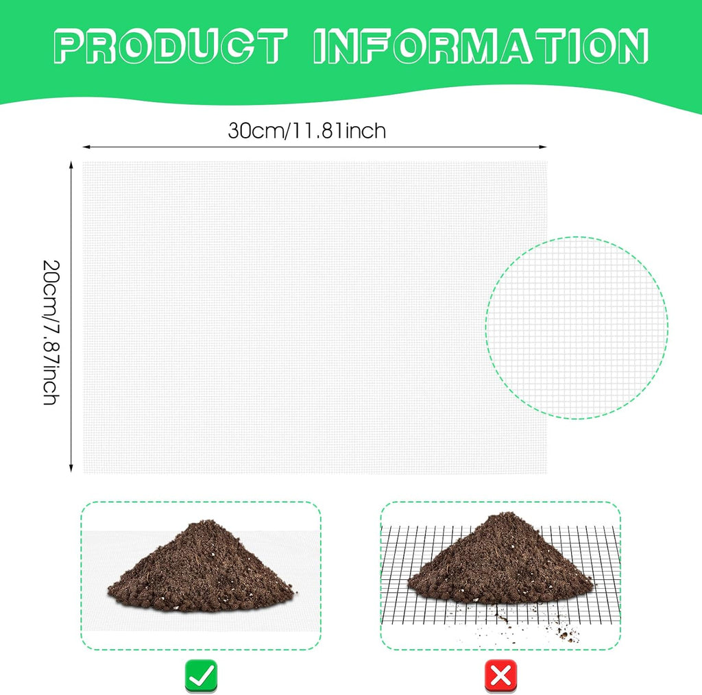 Ouligay 10pcs 11.8 X 7.8inch Flower Pot Hole Mesh Pad, Plastic Mesh Sheet, Keep Soil from Flowing Away,Bonsai DIY Drainage Netting Pot Bottom Grid Mat, White