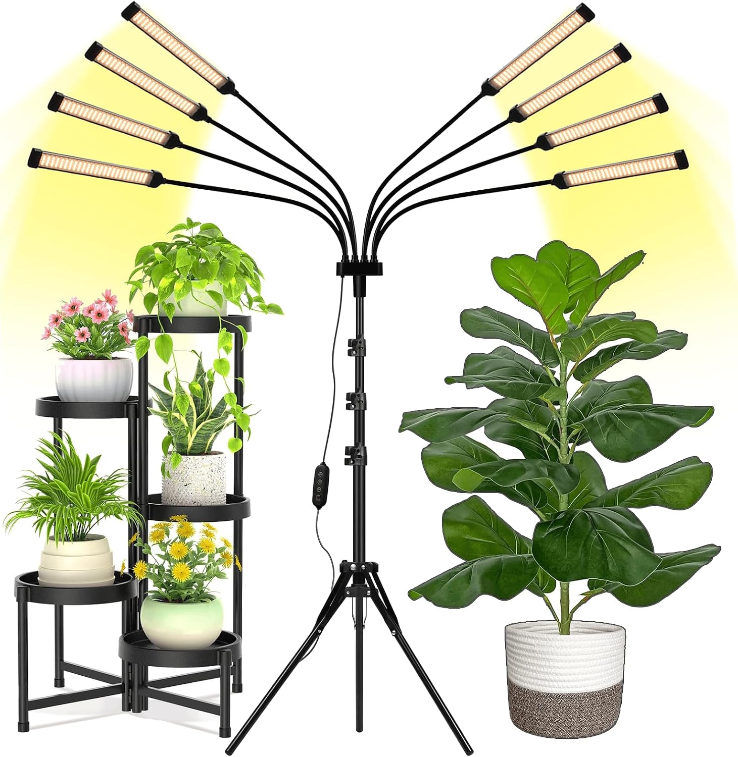 8 Heads Grow Lights for Indoor Plants Full Spectrum with Stand