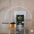 zen principle hardwood activated charcoal powder 100 percent showing dimensions