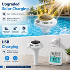 Solar Pool Thermometer, Wireless Floating Water Temperature Sensor, IPX8 Waterproof, Long Range Digital Display for Swimming Pool, Hot Tub, Spa, Pond & Lake