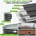 Galvanized Raised Garden Bed Outdoor |17'' Tall Planter Box Outdoor for Deep Root Plants | 3Pcs Raised Bed Kit for Gardening with Rubber Strip for Vegetables Flowers Fruits (Darkgrey, 4x2x1.4FT)