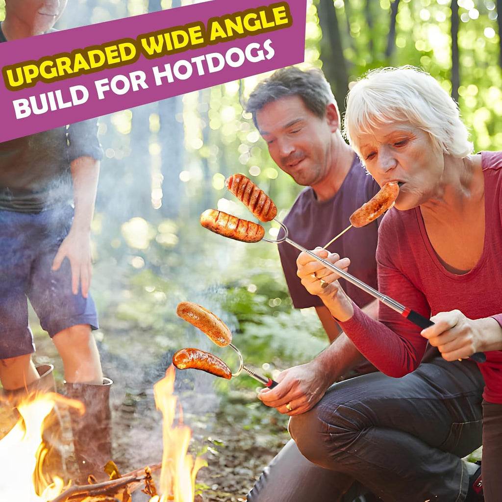 Marshmallow Roasting Sticks Set of 5 | Telescoping Long Smores Sticks for Fire Pit, Hot Dog Sticks for Campfire Grill Bonfire Party Supplies With Storage Sack