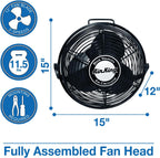 air king 9312 powder-coated steel multi-mount wall fan, side view