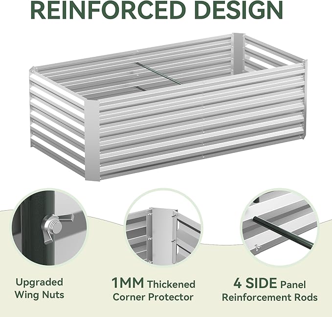 Raised Garden Bed with Self-Watering System, 6x3x2 ft Elevated Planter Boxes Outdoor with PE Cover, Galvanized Raised Beds for Gardening,Vegetables,Flowers, Backyard, Patio