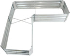 Sunnydaze 11.75" H Raised Metal Garden Bed - Galvanized Raised Garden Bed Outdoor for Vegetables and Flowers - Silver - L-Shaped